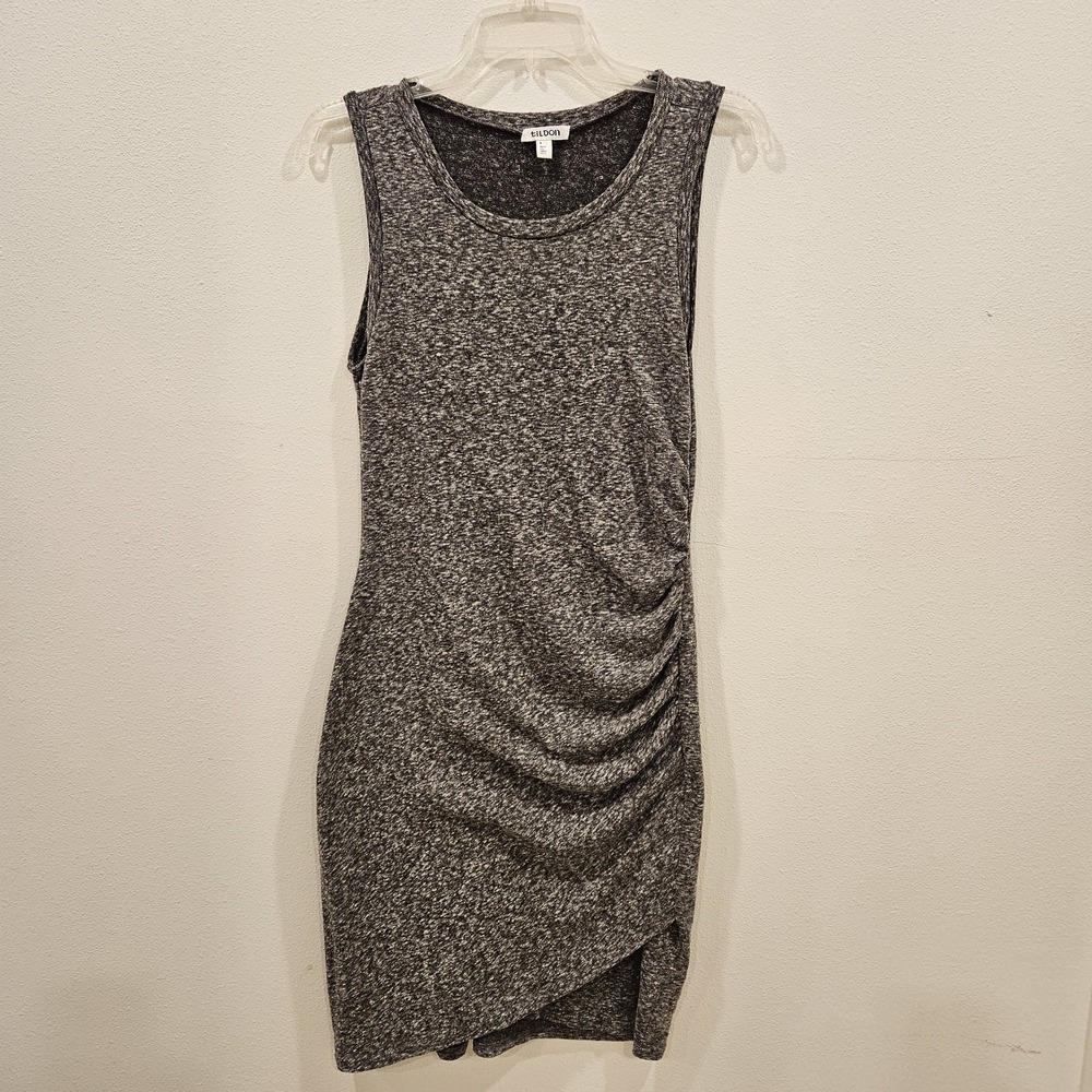 Tildon Sleeveless Side Twist Gray Midi Dress M Minimalist Casual Athleisure